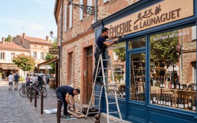 Pose d’enseigne de magasin sur Launaguet et Toulouse : FK Pub